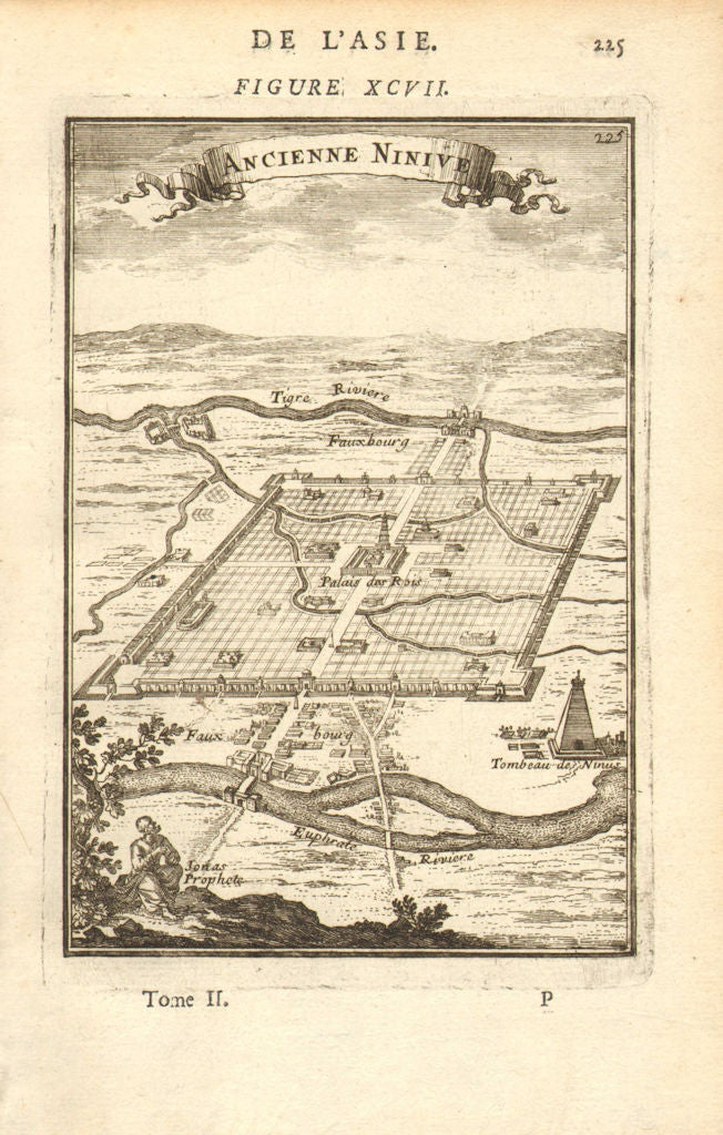 NINEVEH. 'Ancienne Ninive'. Ninus Tomb. Tigris Euphrates. Assyria. MALLET 1683